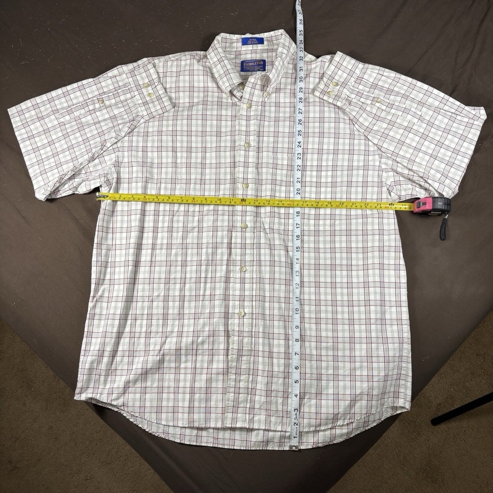 Pendleton Mens XL Plaid Button Down Shirt White Burgundy Long Sleeve Casual - Picture 6 of 7
